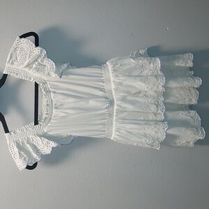 Polo Ralph Lauren Cottage White Tiered Eyelet Blue Trim Cotton Dress Size 6X NWT